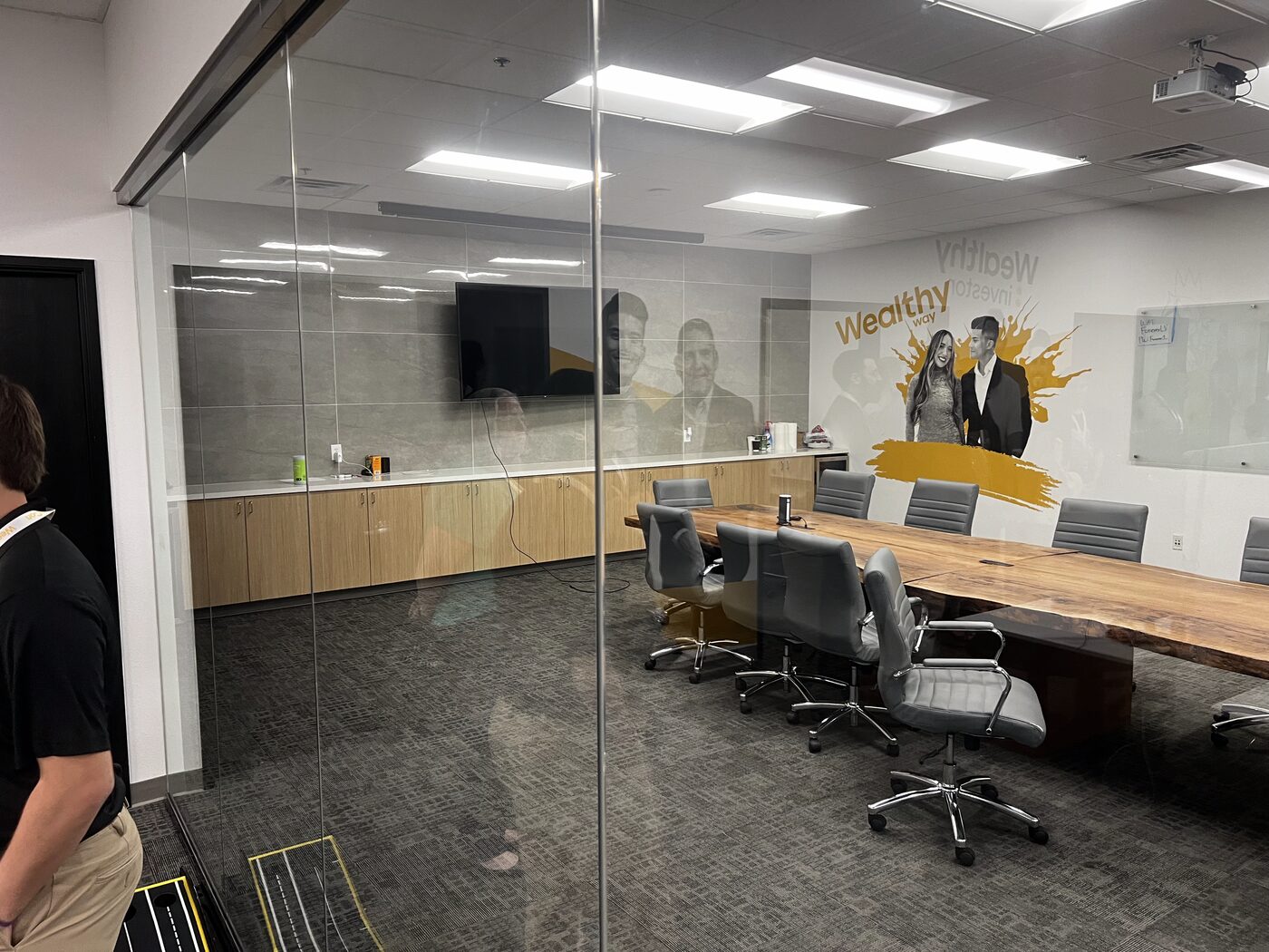 A conference room at Jason Huffey's RE/MAX Revolution office.